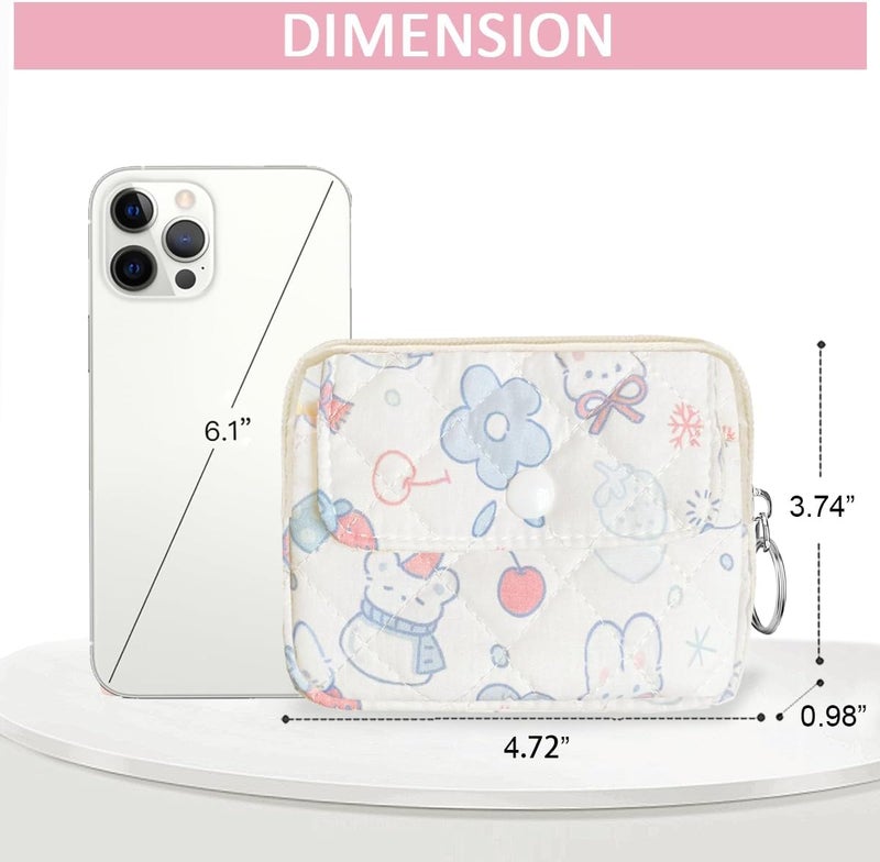 Modacarry Store Cotton Quilted Floral Coin Pouch with Cute Prints Zipper for Women Girls (SNOW MAN) - Image 4